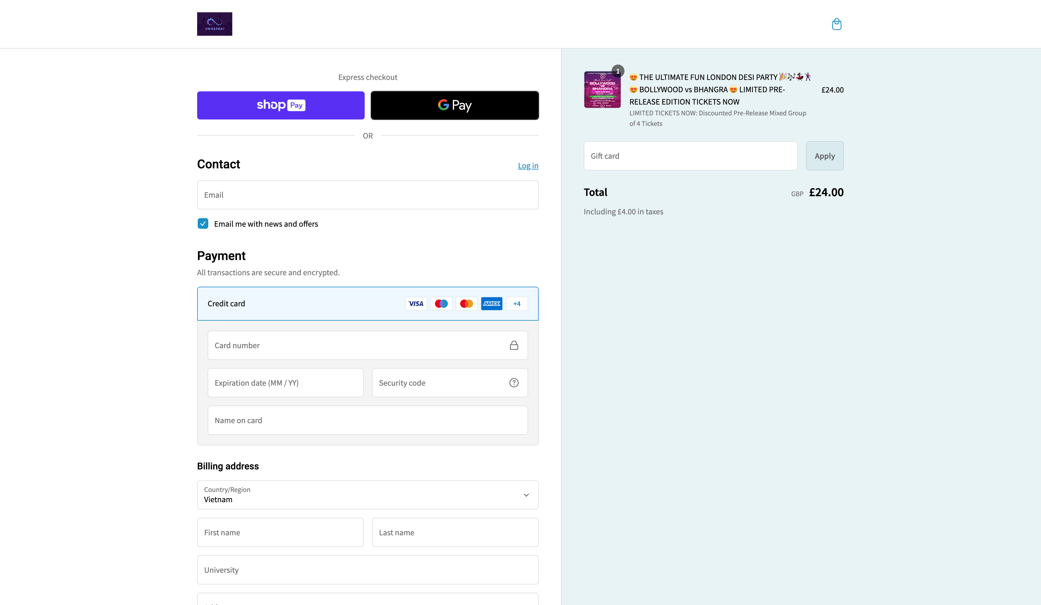 How to apply OnRepeat coupon code